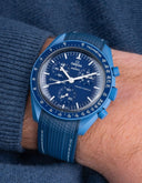 Curved Vertech Rubber Strap - Blue & White Stitches - OM Luxury