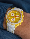 Curved Vertech Rubber Strap - White & Yellow Stitches - OM Luxury